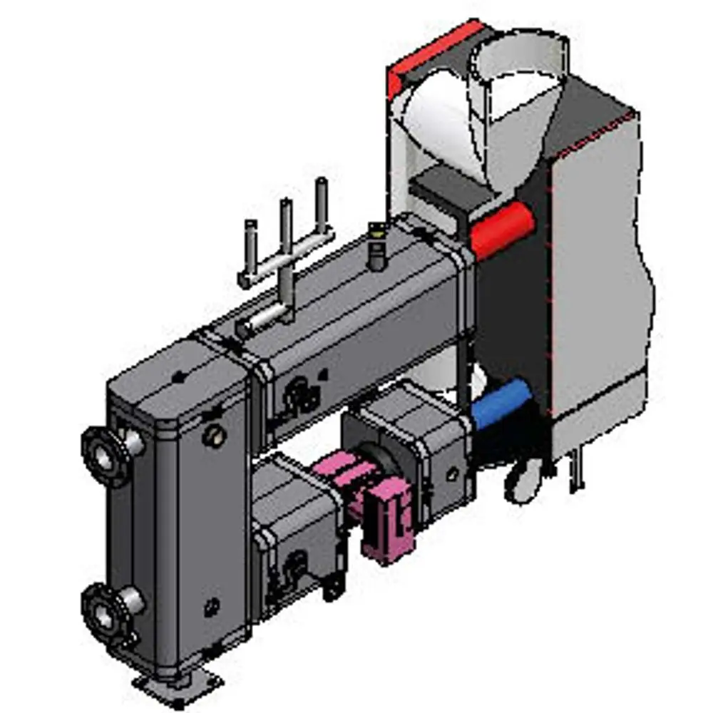 Hydraulik-Komponente mit Schaltventil, gefertigt von Remeha, zur Steuerung von Gasflüssen. Sichtbare Anschlüsse und Steuermechanismen im dargestellten Design.